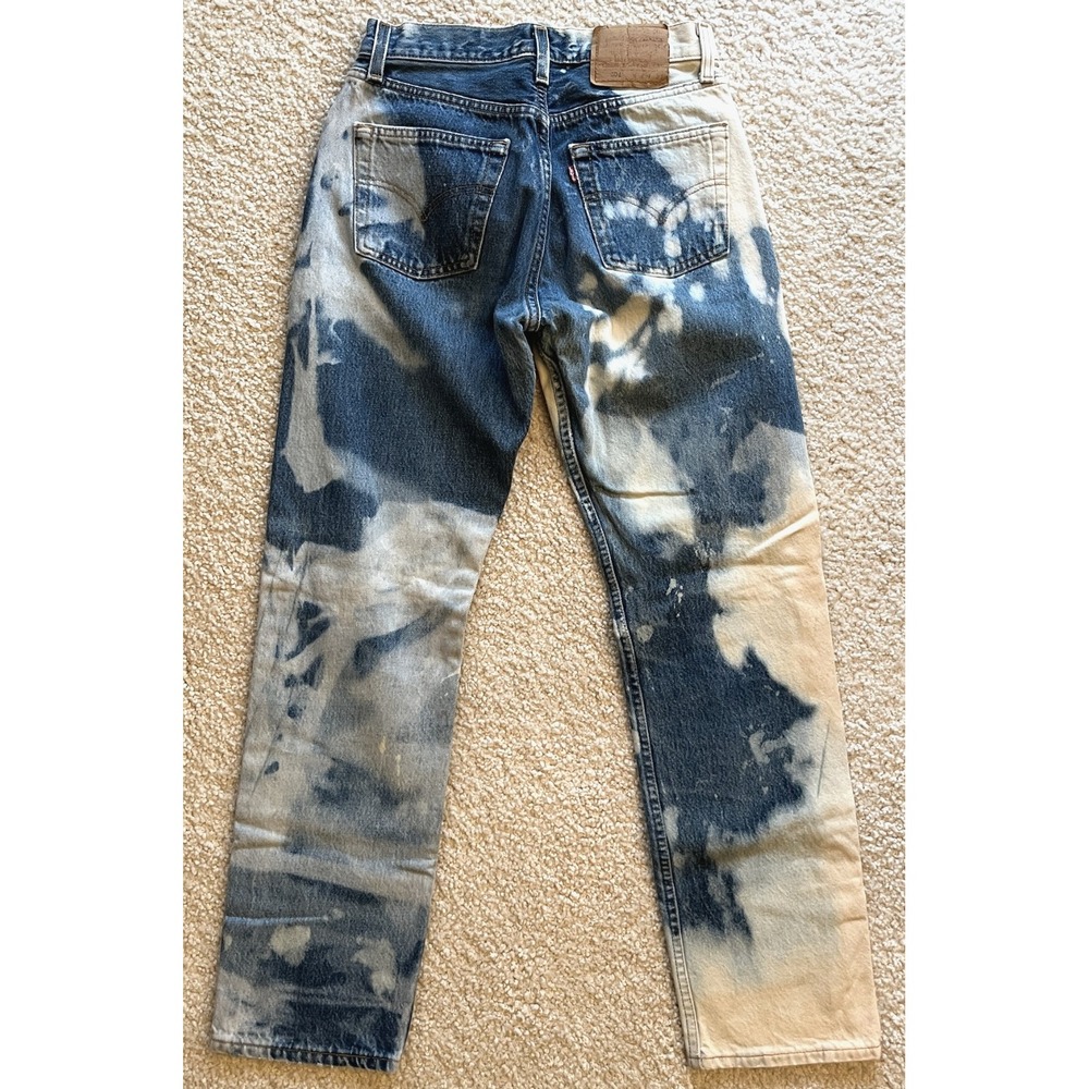 Vintage Levi's 501 Acid Wash Tie Dye Straight Denim Jeans Women 29x30 USA Made